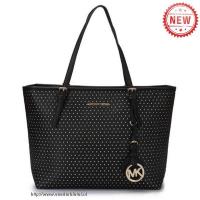 michael kors jet set geperforeerd reizen medium zwart bakken Handtas Online llp23360